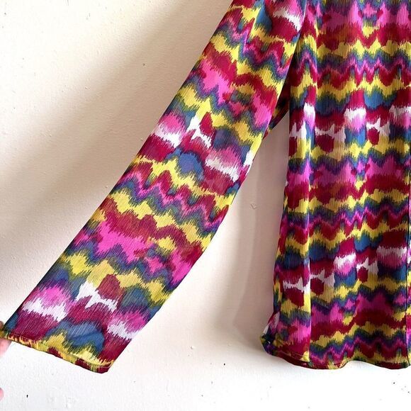 WRANGLER Women's Long Sleeve Multicolor V Neck Blouse Made in India - Picture 4 of 9